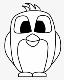 Penguin, Big Eyes, Black And White, Cartoon Animal - Line Art, HD Png Download, Transparent PNG