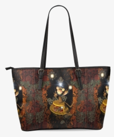 Steampunk, Funny Monkey Leather Tote Bag/large - Handbag, HD Png Download, Transparent PNG