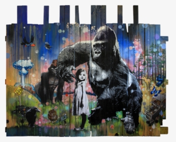 Girl Gorilla Reclaimed Wood Stencil Art Pipsqueak Was - Pipsqueak Was Here, HD Png Download, Transparent PNG