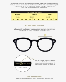 Moscot Lemtosh Size Chart , Png Download - Moscot Lemtosh Size Chart, Transparent Png, Transparent PNG