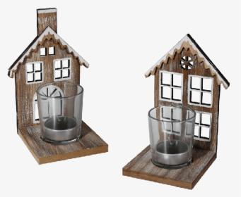 Wooden House With Gllass Tealight Holder - Bougeoir Bois Fait Maison, HD Png Download, Transparent PNG