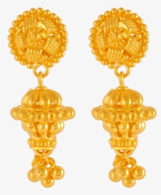 22kt Yellow Gold Jhumki Earrings For Women - Png Gold Ear Tops, Transparent Png, Transparent PNG