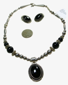 Native American Sterling Silver Black Onyx Necklace - Rose Gold Bracelet With Letter H, HD Png Download, Transparent PNG
