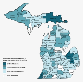 Map Shows Michigan Isds Colored By The Percentage Of - Dewnited States Upper Peninsula, HD Png Download, Transparent PNG