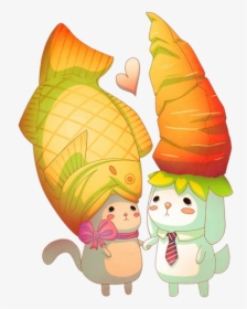 Love Heart Fish Carrot Kawaii Rabbit Bunny Bunnyrabbit - Illustration, HD Png Download, Transparent PNG