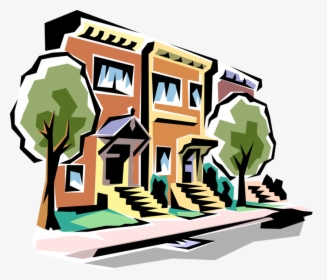 Vector Illustration Of Urban City Street With Townhouses - Ring Toss Clip Art, HD Png Download, Transparent PNG