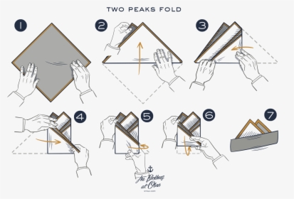 How To Fold A Two Peak Fold - Fold A Pocket Square Two Peaks, HD Png Download, Transparent PNG