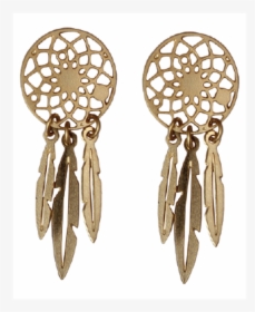 Gold Dream Catcher Stud - Earrings, HD Png Download, Transparent PNG