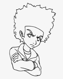 Fdr Drawing Cartoon - Boondocks Black And White, HD Png Download, Transparent PNG