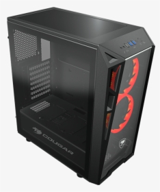 Turret Tempered Glass, No Psu, Atx, Black, Mid Tower - Cougar Turret Atx Mid Tower Case, HD Png Download, Transparent PNG
