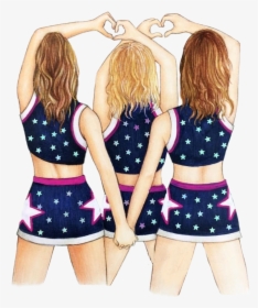 Transparent Cheerleaders Png - Three Best Friend Drawing Girls, Png Download, Transparent PNG