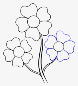 How To Draw A Flower - Drawing Cartoon Pic Flower, HD Png Download, Transparent PNG