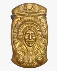 Rare Antique Gorham Brass Indian Head Match Safe Prototype - Bronze, HD Png Download, Transparent PNG