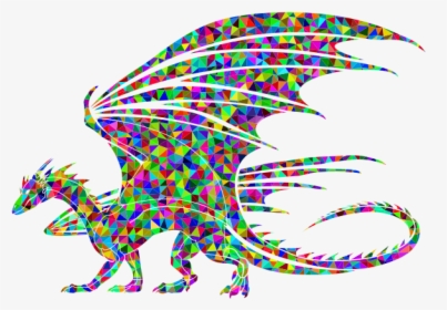 Dragon Silhouette Prismatic Pattern - Dragon Black And White Clipart, HD Png Download, Transparent PNG
