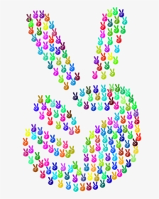 Prismatic Comic Hand Peace Sign Fractal - Sign Language Symbols, HD Png Download, Transparent PNG