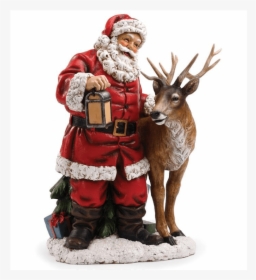 Santa Claus With Reindeer - Santa With Reindeer, HD Png Download, Transparent PNG
