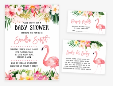 Pink Tropical Flamingo Baby Shower Invitation Pack - Flamingo Baby Shower, HD Png Download, Transparent PNG