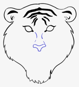 How To Draw Tiger Face - Simple Easy Tiger Drawing, HD Png Download, Transparent PNG