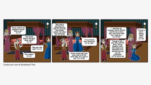 Romeo And Juliet Act 1 Scene 3 Storyboard, HD Png Download, Transparent PNG