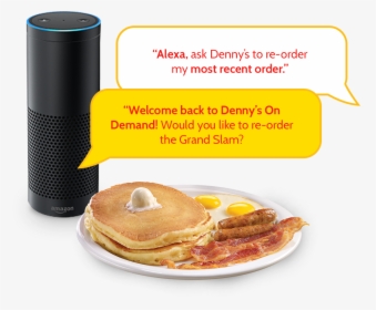 Amazon Echo With Word Bubbles Of Online Order Transaction - Dennys Veterans Day 2019, HD Png Download, Transparent PNG