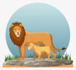 Sleeping Lion With Cubs Cartoon, HD Png Download, Transparent PNG