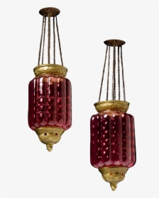 Pair Of Anglo-indian Adjustable Lanterns In Ruby Glass - Lantern, HD Png Download, Transparent PNG