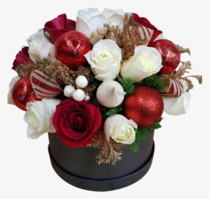 Caja De Rosas Y Esferas Navideñas - Garden Roses, HD Png Download, Transparent PNG