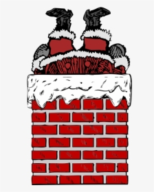 Santa In A Chimney - Chimney Clip Art, HD Png Download, Transparent PNG