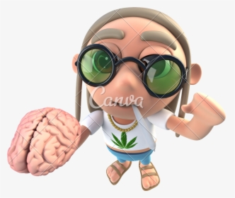 Funny Brain Images - 3d Funny Cartoon Hippy Stoner Character Holding, HD Png Download, Transparent PNG