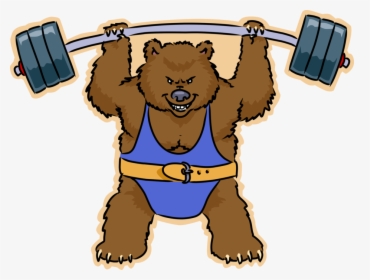 Vector Illustration Of Weightlifting Power Lifter Bear - Cartoon Bear Lifting Weights, HD Png Download, Transparent PNG
