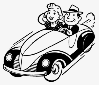 Car Clipart Etsy 50s - Drive A Car Clipart Black And White, HD Png Download, Transparent PNG