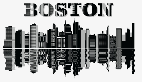 Free Clipart Of A Reflecting Boston City Skyline - Boston Skyline Clip Art, HD Png Download, Transparent PNG