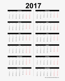 Printable 2017 Yearly Calendar Template Blank 81183 - 2011, HD Png Download, Transparent PNG