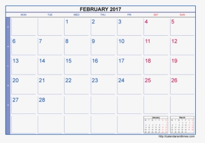 Png Free Library Transparent Calendar February - July 2017 Printable Calendar With Holidays, Png Download, Transparent PNG
