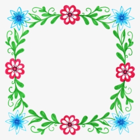 Watercolour Flower Frame Border Clip Art Graphic Design - Frame Border Cartoon Flower, HD Png Download, Transparent PNG