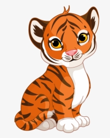 Tigres Clipart Tiger Cub - Cute Cartoon Tiger Cub, HD Png Download, Transparent PNG