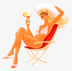 Girl Sitting In Beach Chairs Png Image Free Download - Girl Sitting On Beach Chair, Transparent Png, Transparent PNG