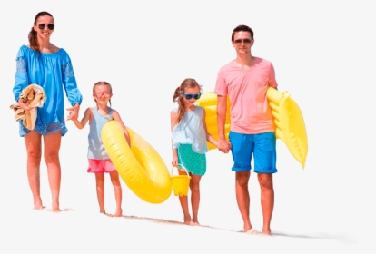 Familia Feliz En La Playa De Cancun Con Globos - Familia En La Playa Png, Transparent Png, Transparent PNG