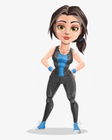 Cute Fitness Woman Cartoon Vector Character Aka Marina - Cartoon Female Weight Lifter, HD Png Download, Transparent PNG