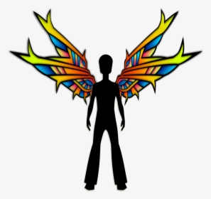 Wings Black - Cartoon Boy With Wing, HD Png Download, Transparent PNG
