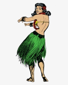 Free Clipart Of A Retro Woman Hula Dancing - Hula Girl Drawing Transparent Background, HD Png Download, Transparent PNG