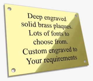 Transparent Plaque Png - Engraved Brass Plaques, Png Download, Transparent PNG