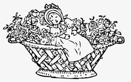 Baby In Rose Basket Svg Clip Arts - Lisa Loves To Listen To A Lovely Lullaby Poem, HD Png Download, Transparent PNG