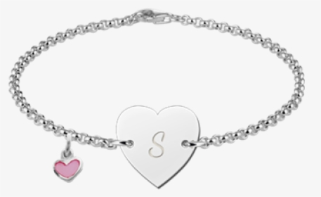 Sterling Silver Baby Bracelet In Heart Shape With Letter - Armband Moeder Baby, HD Png Download, Transparent PNG
