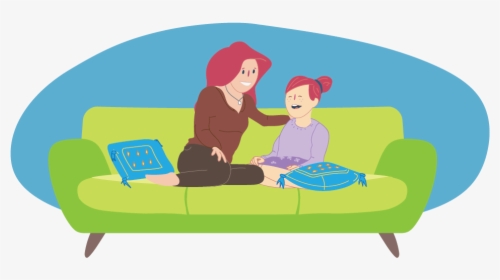 Girl And Parent Sitting Together On Couch And Talking - Talk With Your Parents Cartoon, HD Png Download, Transparent PNG