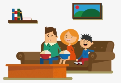 Sitting Drawing Cartoon A - Family Watch Tv Vector, HD Png Download, Transparent PNG