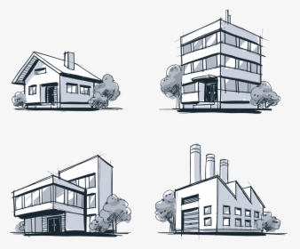 Types Of Buildings Drawing, HD Png Download, Transparent PNG