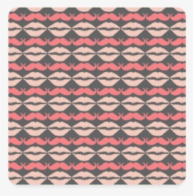 Pink Gray Hipster Mustache And Lips Square Coaster - Handkerchief, HD Png Download, Transparent PNG