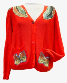Bright Orange Butterfly / Size Large - Cardigan, HD Png Download, Transparent PNG