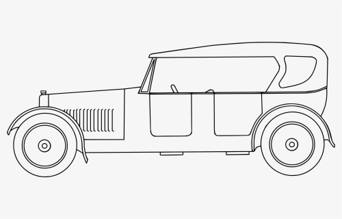 Line Art,angle,area - Line Drawing Old Car, HD Png Download, Transparent PNG